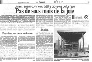 Article de La Liberté du 4 octobre 1991 sur le Théâtre de La Faye